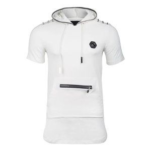 WORTHY STUDDED HOODIE TEE - WHITE